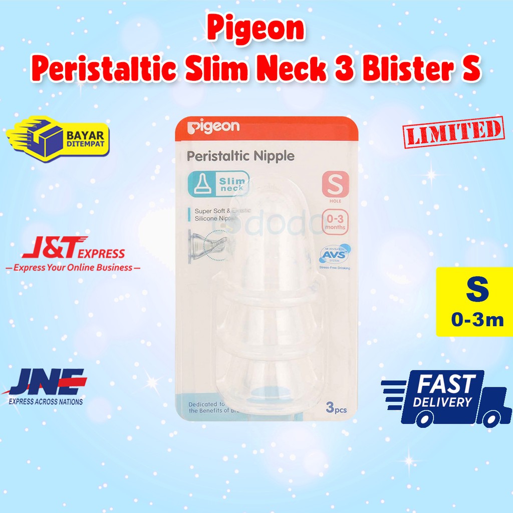 Pigeon Peristaltic Slim Neck 3 Blister S - Nipple Dot Bayi