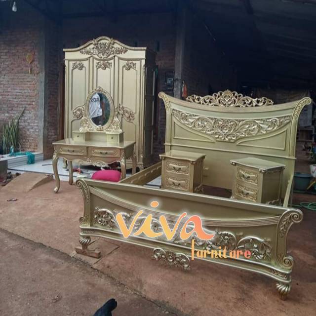 set kamar tidur gold,mebel jepara,furniture