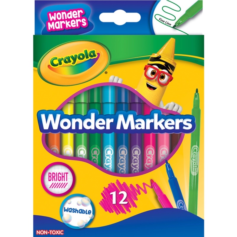

Crayola 12 Color Wonders Markers Bright Bold Colour Safe No Toxic