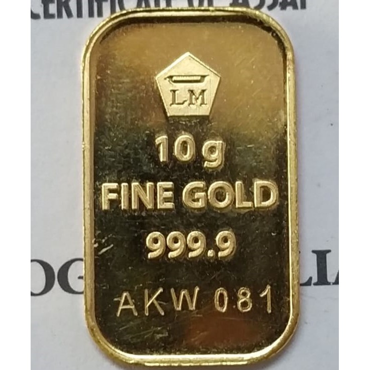 Emas Batangan Antam 10 gram - Berdiri | Portrait | LM Logam Mulia 10gr | Logam Mulia Antam 10 gr RET