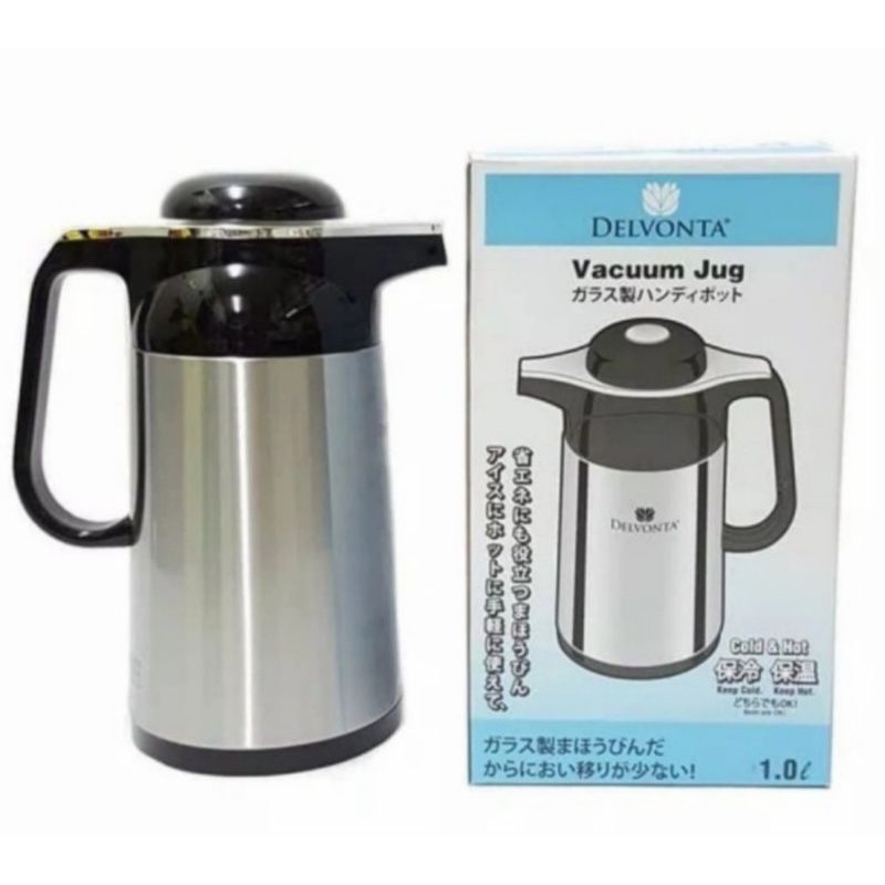 Termos air panas delvonta vacuum jug 1 liter stainless stel