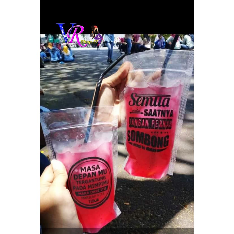 PLASTIK STANDING POUCH MINUMAN SABLON UKURAN 12x20, 13X20 CM