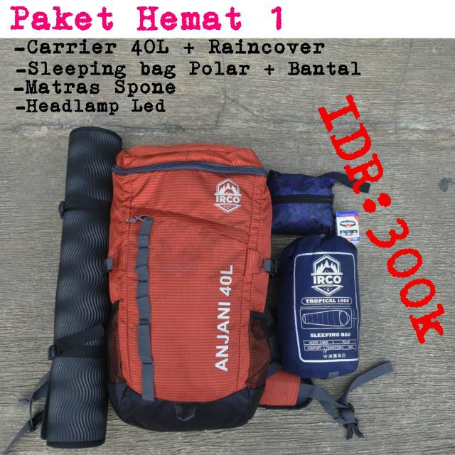 PAKET ALAT GUNUNG - PAKET ALAT ALAT HEKING -  PAKETAN ALAT OUTDOOR - PAKETAN CARRIER  SLEEPING BAG