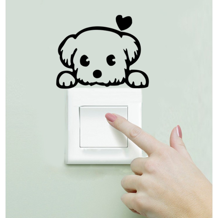 Sticker Saklar Lampu Dinding dapur motif  karton binatang panda kucing anjing wall sticker animal
