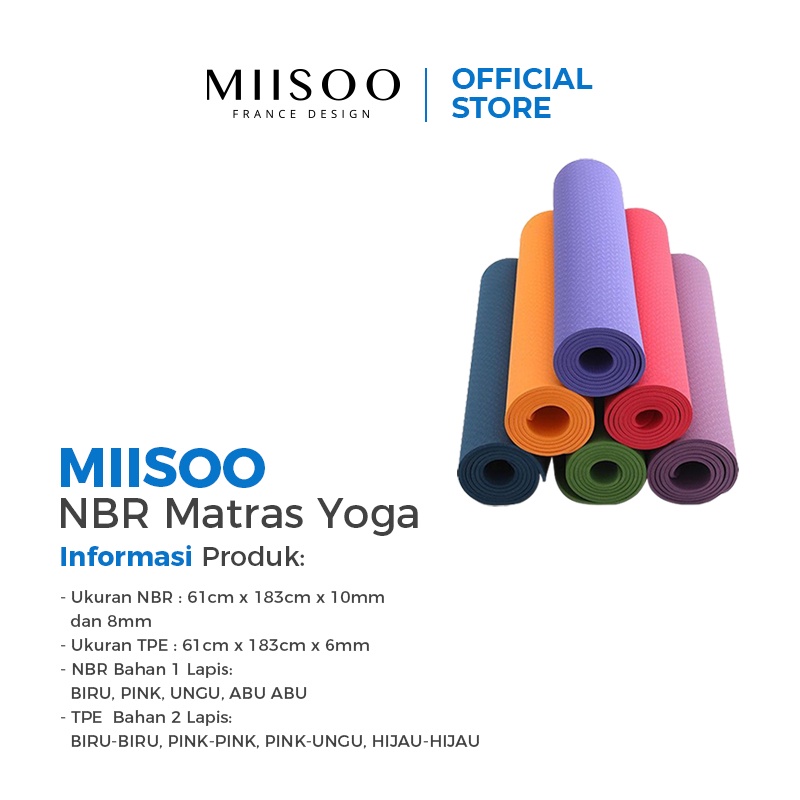 MIISOO NBR Matras Yoga Mat 10mm gym Karpet Senam Yogamat Anti Slip-5