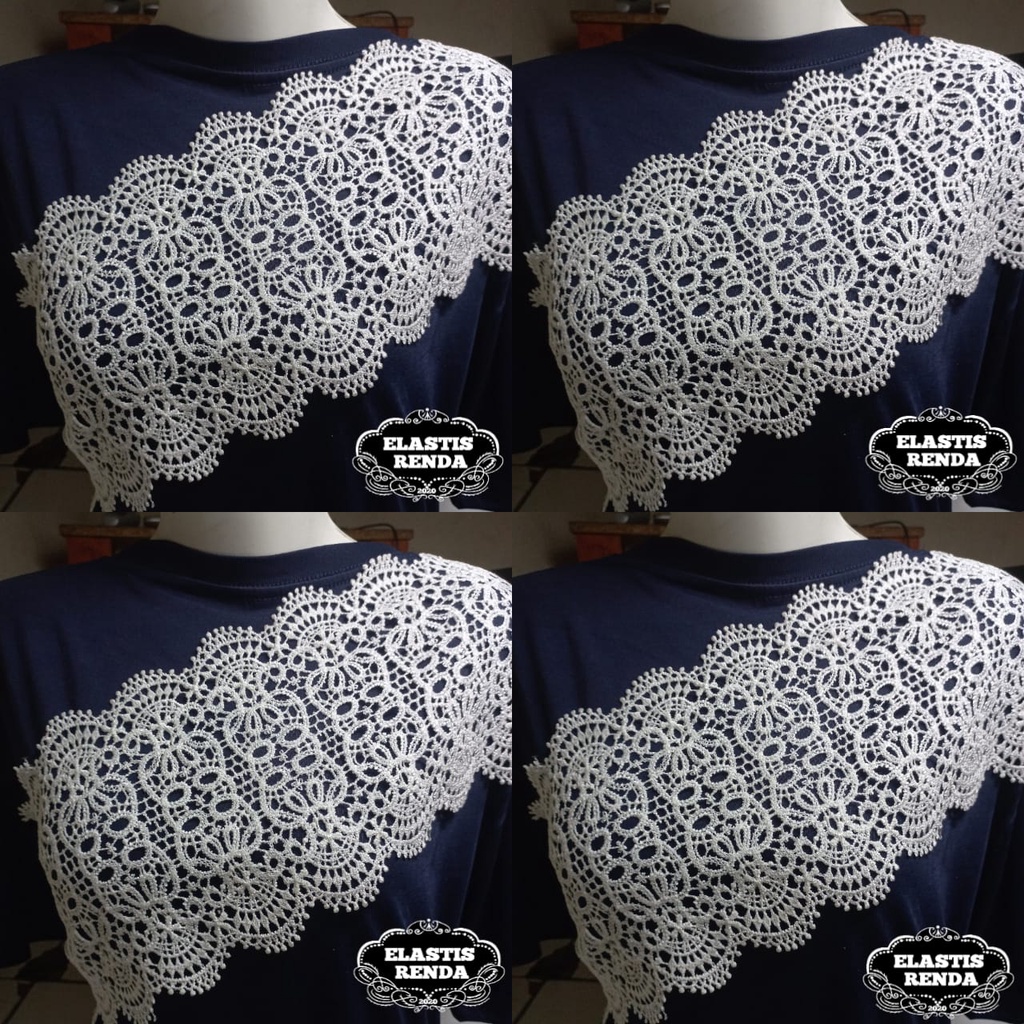 (Harga Per Meter) Renda Giper Warna Broken White Motif Bunga Gerigi Cantik