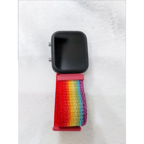 Jam LED Watch Strap Kanvas Persegi-3