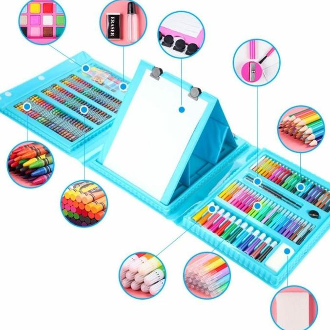 

Colouring Crayon Anak Set 208Pcs Pensil Warna Alat Lukis Spidol Krayon