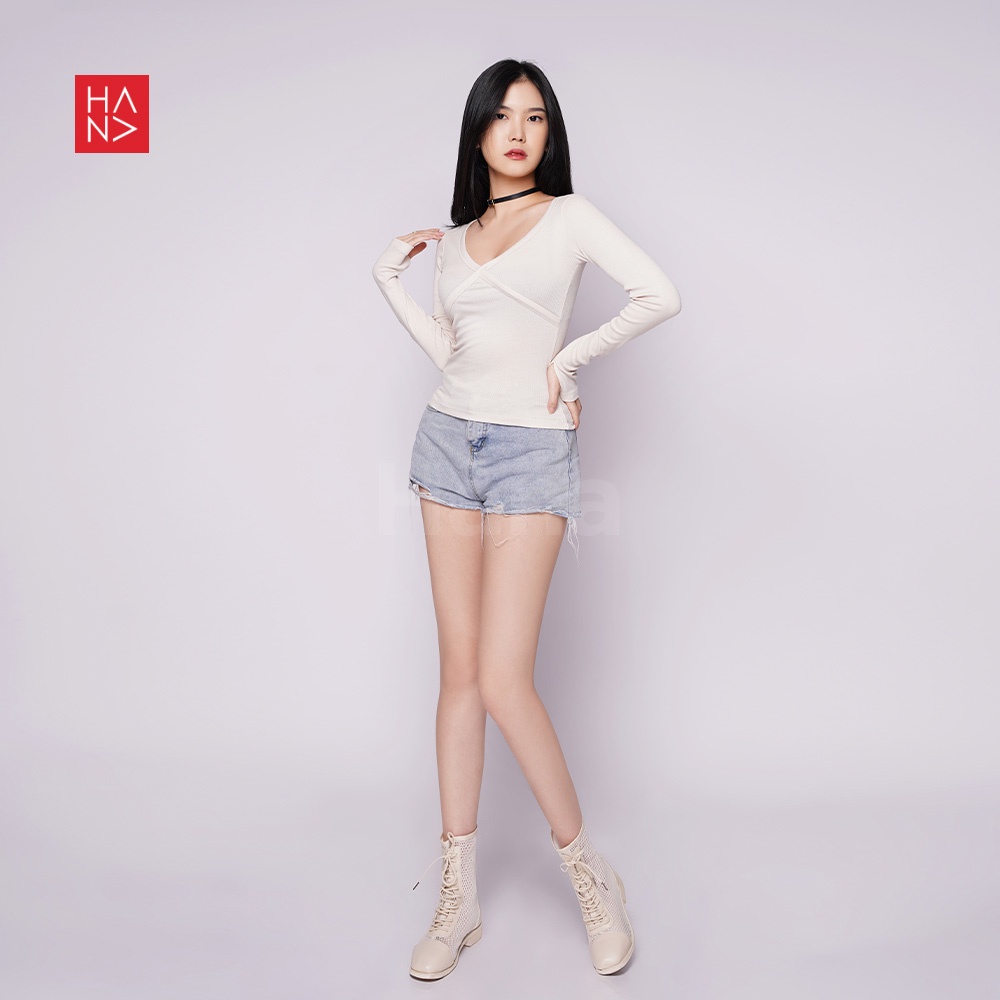 HanaFashion JKT - Nessie Top Knit Long Sleeve Atasan Casual Wanita Lengan Panjang - TS427