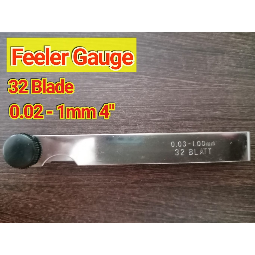 Feeler Gauge 32 Blade Metric SAE 0.02mm-1mm 4 Inchi