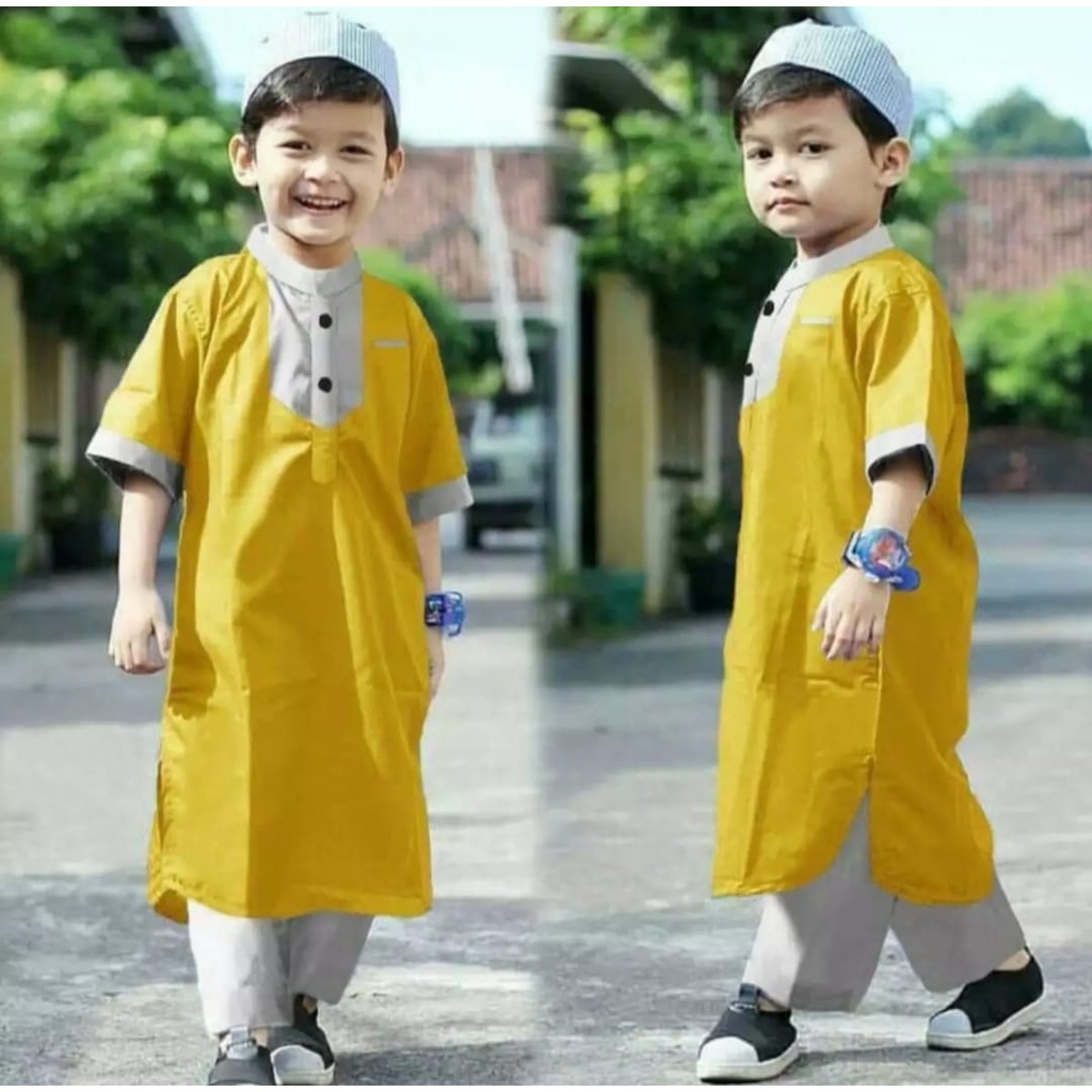 SETELAN KOKO NAK LAKI LAKI TERKINI BAJU ANAK MUSLIM TERLARIS STELAN KOKO FAHRI 1-10 TAHUN