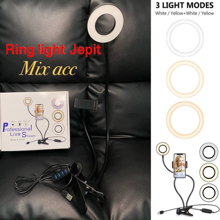 Ring Light Lazypod 3 Mode + Phone holder 2in1 Ringlight Lazy Pod Jepit