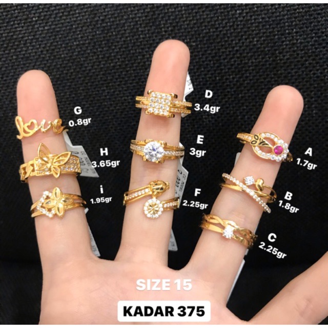 Cincin Emas  Asli S15 Cincin Emas  Kadar 375 Toko  Emas  