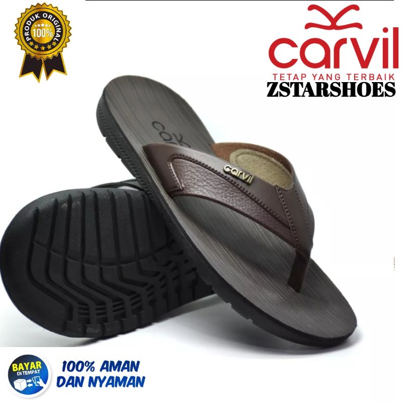 TERBARU SANDAL JEPIT CASUAL PRIA CARVIL FERGUSO-1M BROWN ORIGINAL TERLARIS TOP EDISI