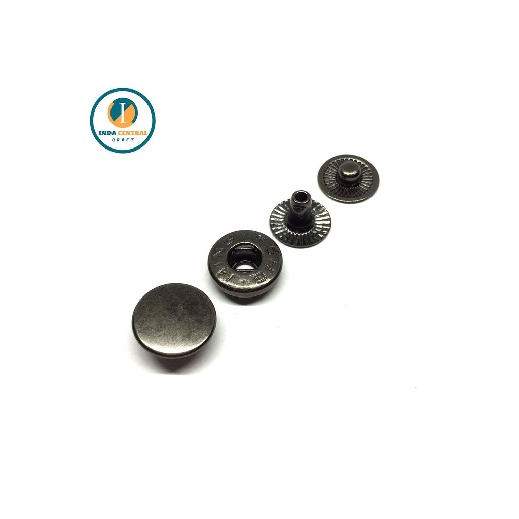 KANCING CETET SNAP BUTTON BESI 12 MM WARNA BLACK NIKEL 330