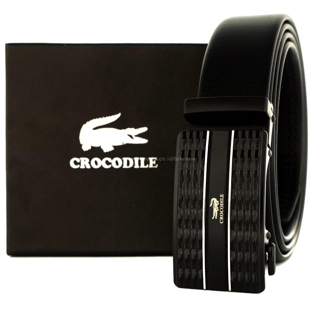 TOKOKOE - Gesper Ikat Pinggang Pria model Rel Big Size Kulit - Croc CR29 Hitam