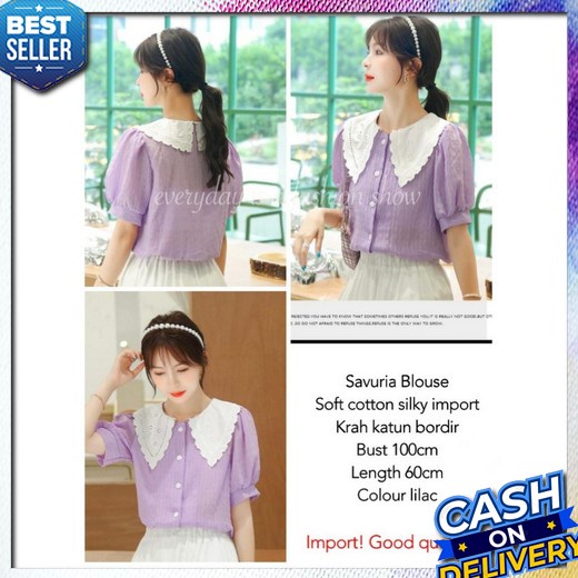 Baju Atasan Wanita Korean Style Evelin Top Blouse Remaja Harian Blus Kasual Lengan Panjang Blous Mur