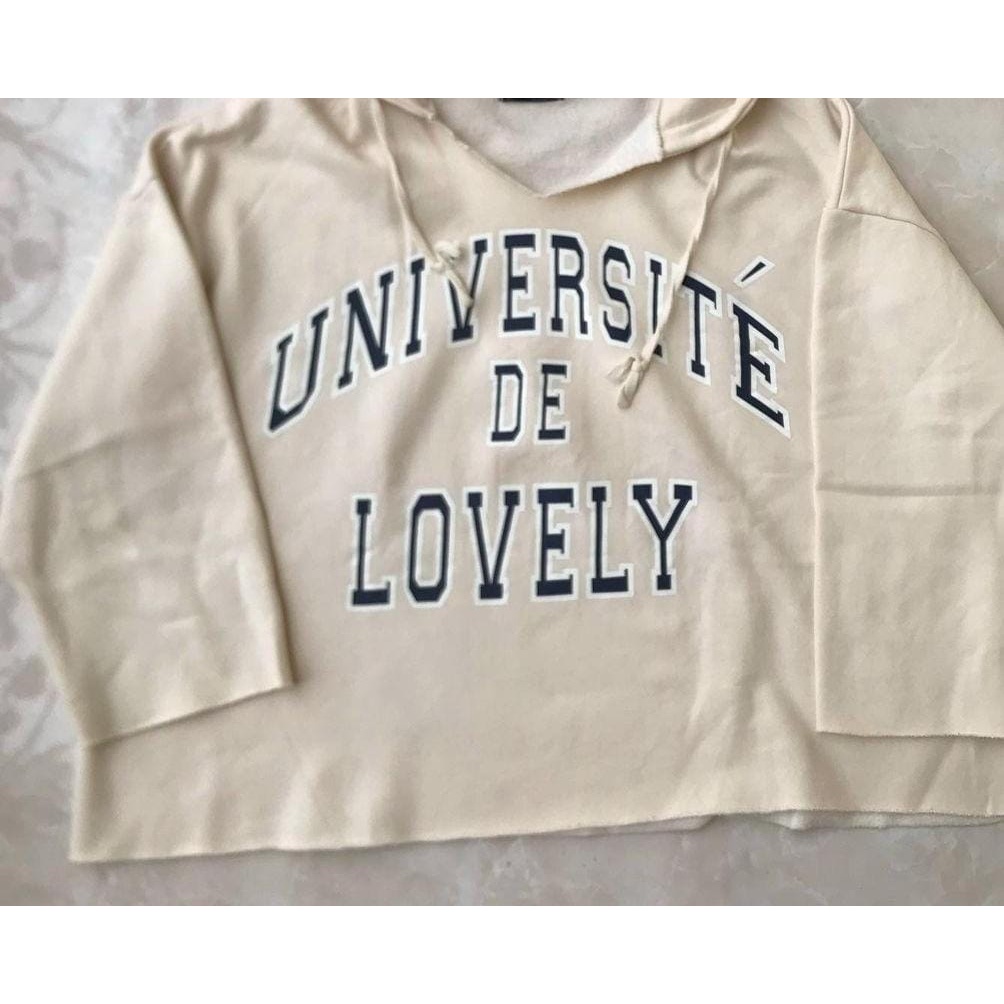 UNIVERSITE DE LOVELY SWEATER HOODIE TANGAN LONCENG MAT FLEECE ( IC )