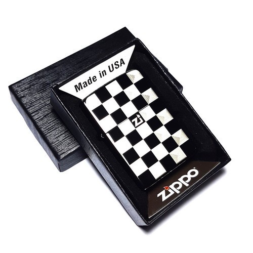 Korek Zippo Black Ice Motif Catur Chessboard Premium Grade Ori - Free Box MANCIS ZIPPO MOTIF CATUR