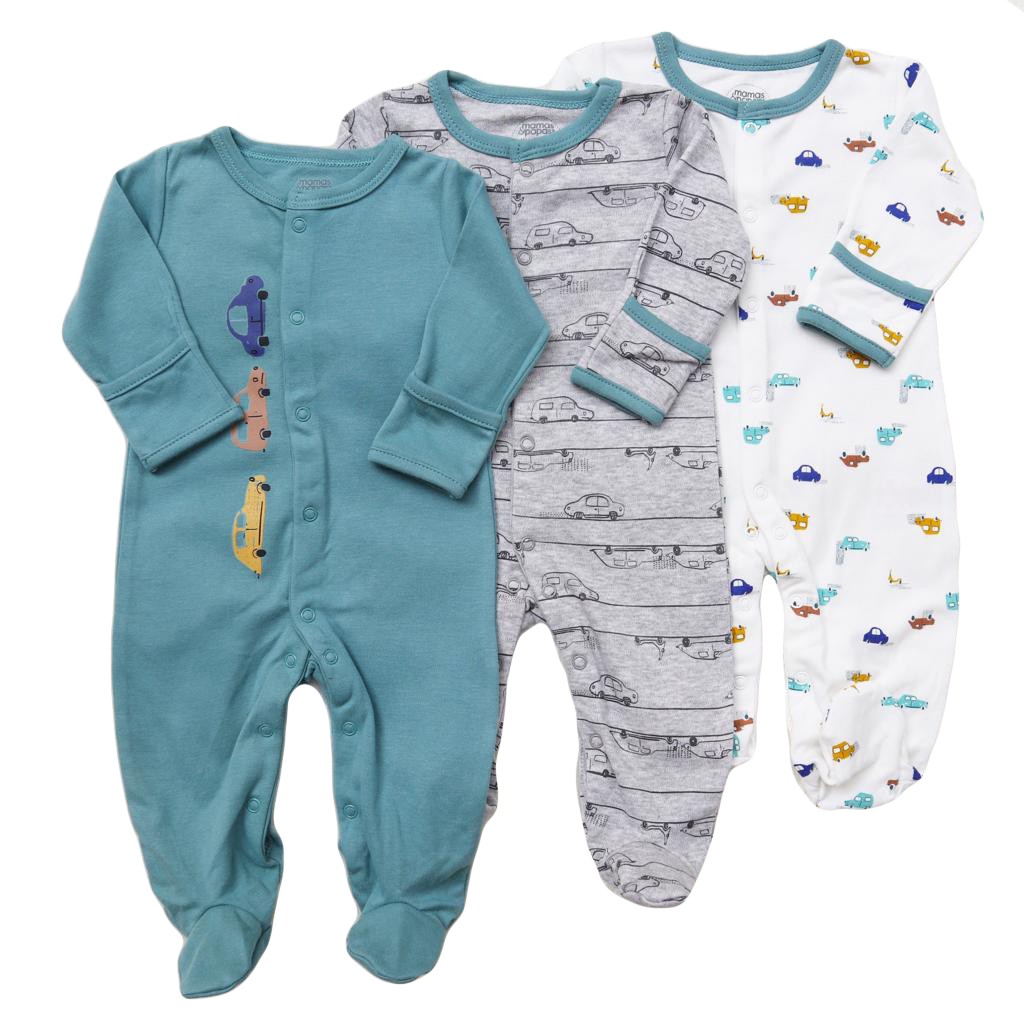 BABYPOTATO - Premium Baby Sleepsuit Motif Green Car