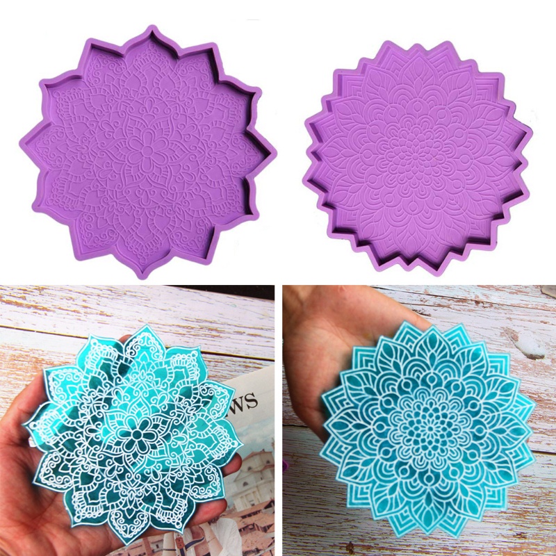 SIY  Diy Crystal Tea Tray Coaster Mold Mandala Epoxy Resin Mold Suitable for Home Decoration Table Wine Tray