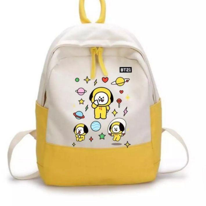 NEW  samasuka.shop - Tas Wanita Style Kpop Korea BTS Ransel Cewek BT21 Remaja Perempuan SD SMP SMA