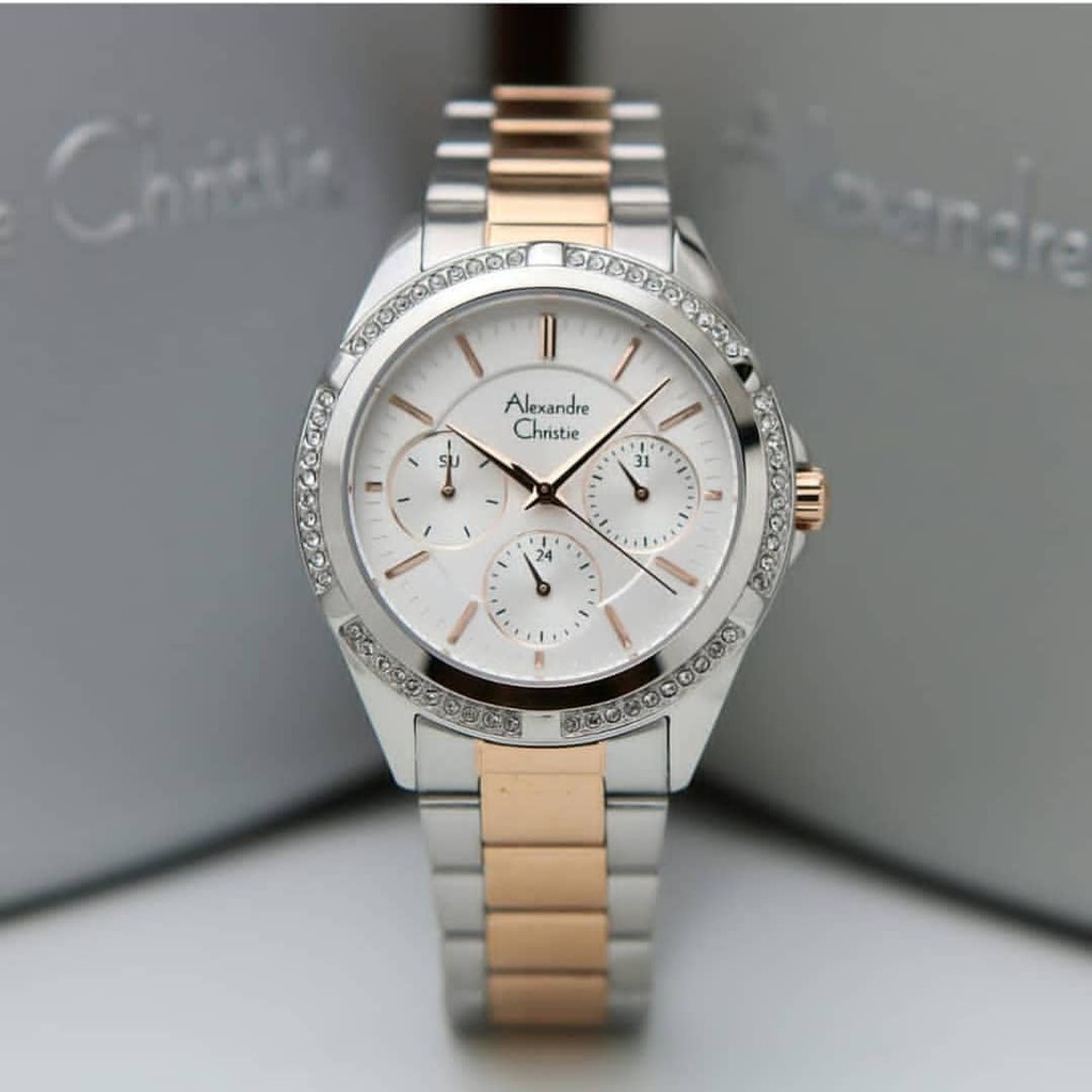 ALEXANDRE CHRISTIE ORIGINAL AC2826 SILVER KOMBINASI JAM TANGAN WANITA
