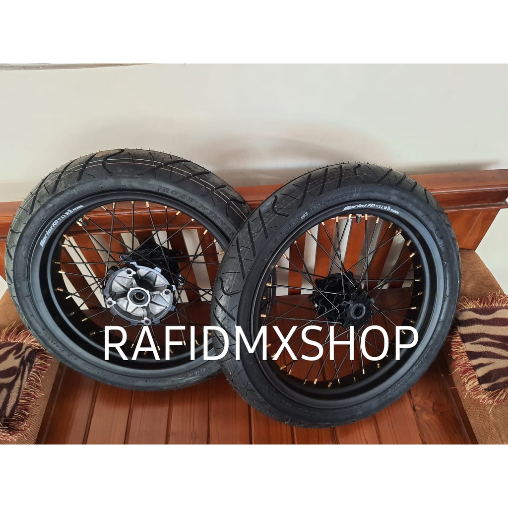 RAKITAN VELG SET SUPERMOTO CRF150L BAN IRC 100/80-17 DAN 120/70-17