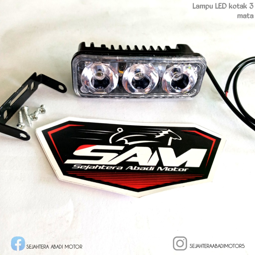 E03 RTD LED 3 Mata Lampu Sorot Tembak Bentuk Kotak Kecil