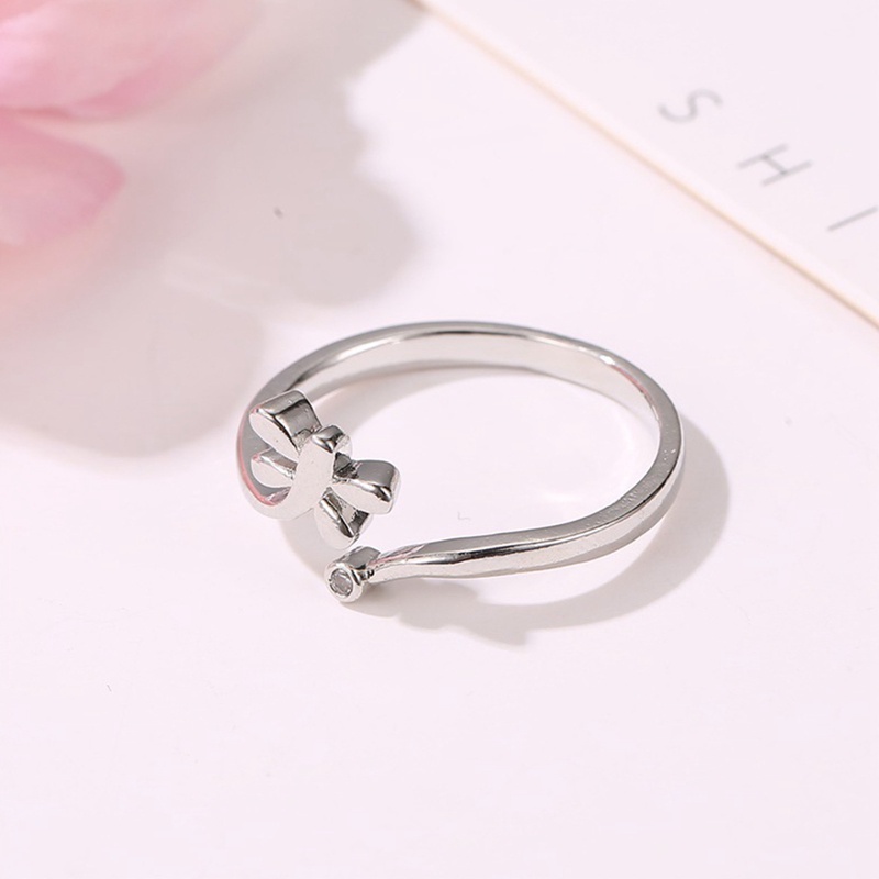 Fancyqube Cincin Model Terbuka Desain Capung Bahan 925 Silver Gaya Korea