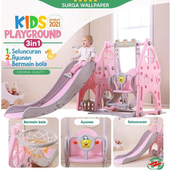 Prosotan Anak 3in1 Premium Ayunan Ring Basket Seluncuran Prosotan Anak