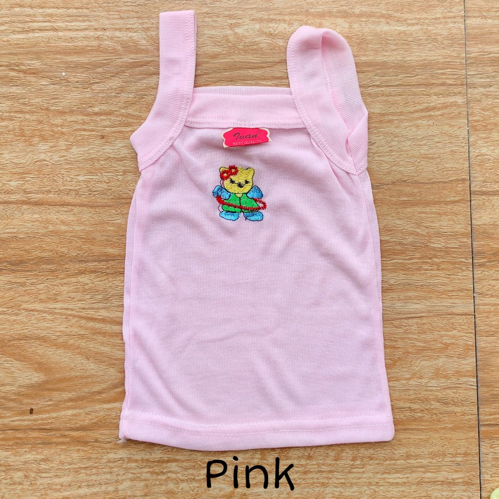 1 LUSIN (12 pcs) Singlet bayi BORDIR perlengkapan bayi lahir