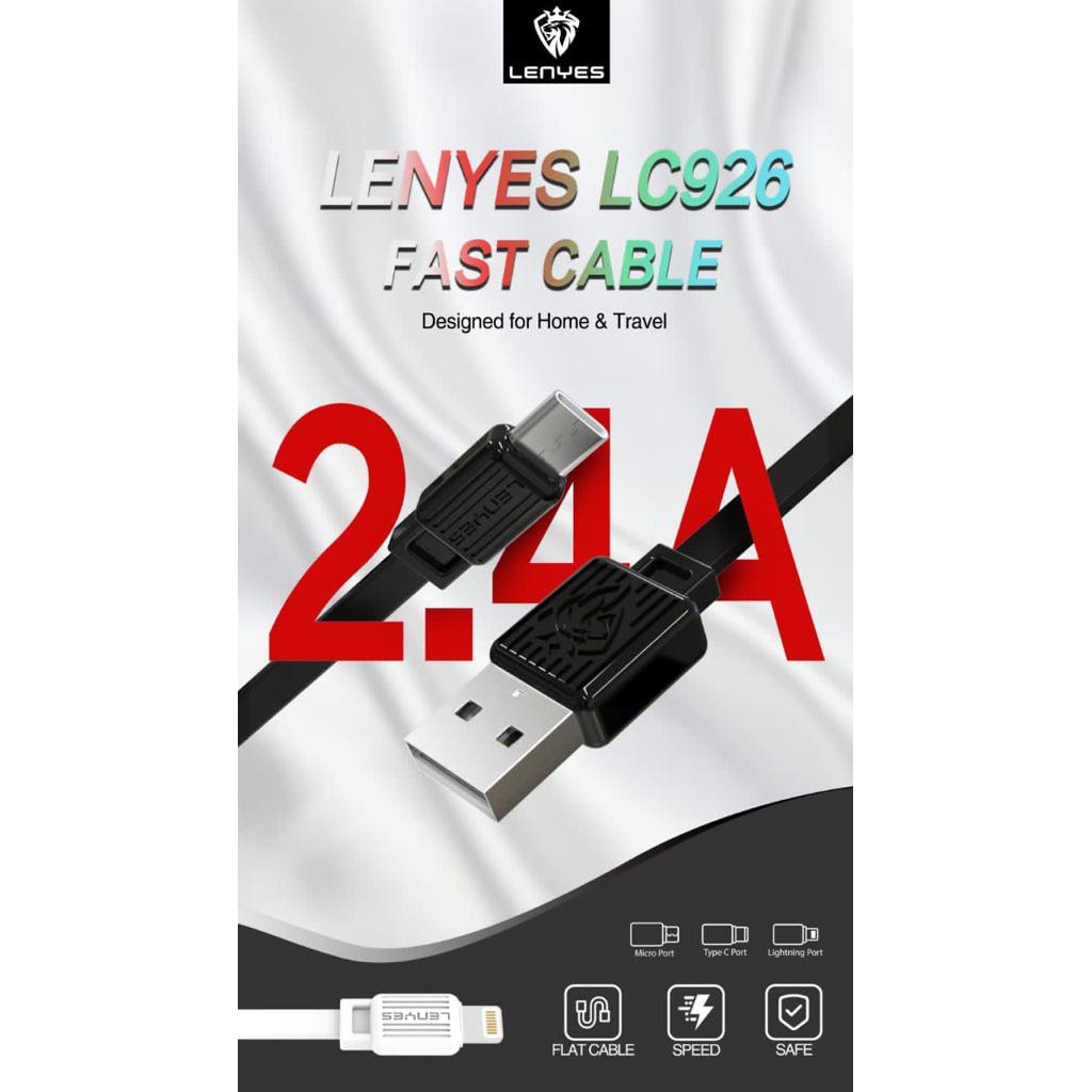 LENYES LC926 Kabel data 2.4A Fast Charging Lightning Type C Micro USB 1 Meter kabel cas