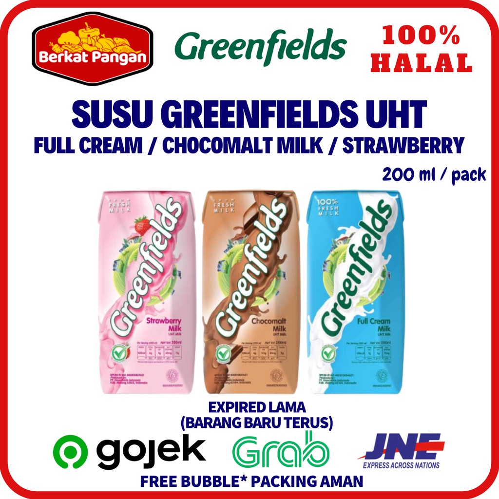 

Susu Greenfields UHT 200 ml Full Cream Choco Malt Coklat Strawberry Milk | Greenfield 200ml