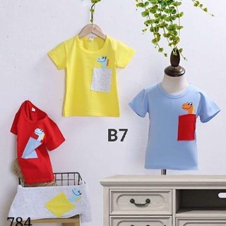 LS atasan  dino basic pocket import  baju  anak  lakilaki 