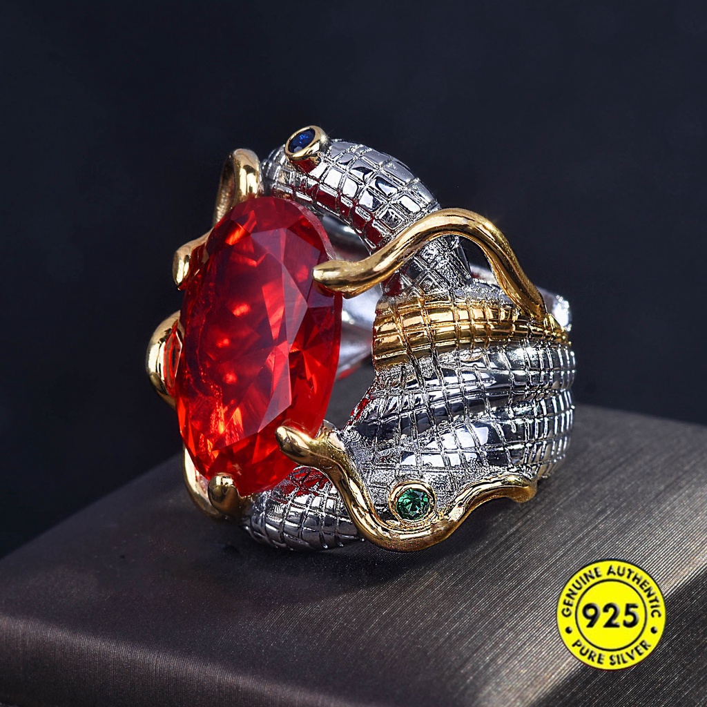 Cincin Batu Ruby Elektrik Dua Warna