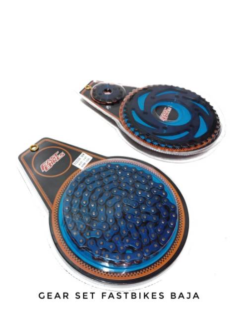 Sepaket gear sastria fu 150 old - new plus rantai warna fastbikes bahan baja ukuran standar 428