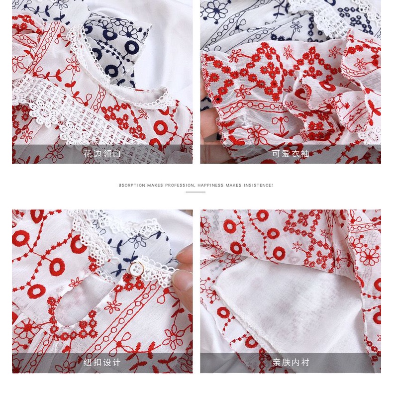 (LOLI-JKT) BS-236 SET ANAK CEWEK CLASSICAL LACE EMBROIDERED TOP + SPLIT DENIM SIZE 100-140