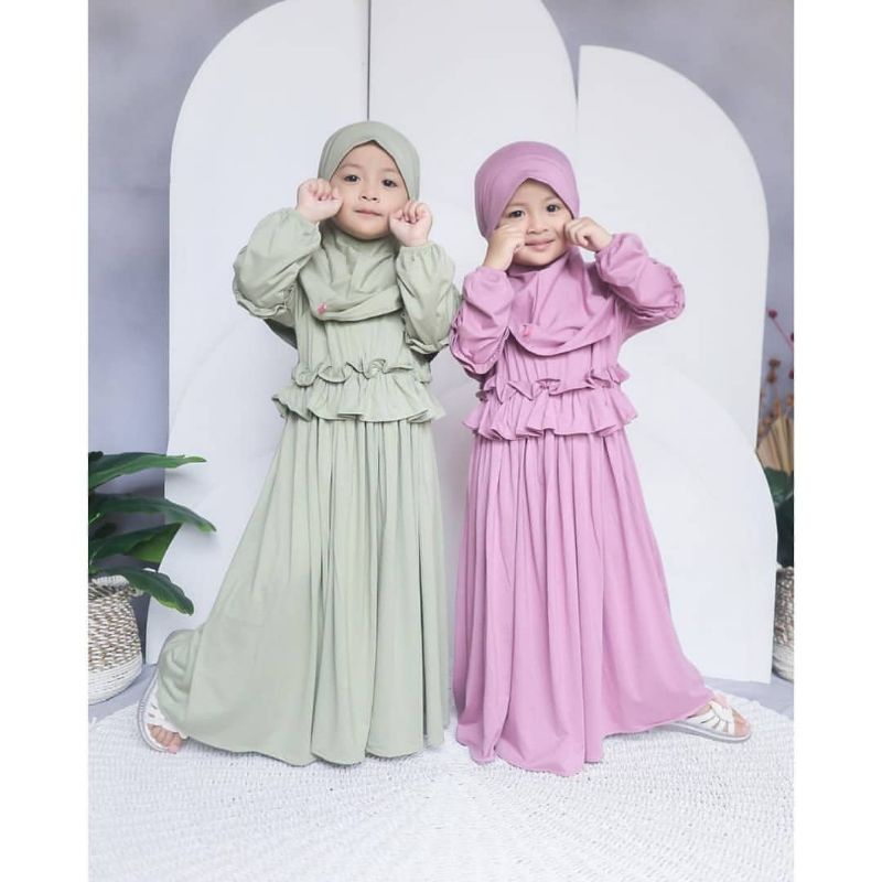 Gamis Anak Perempuan 5tahun 6tahun Zira Set Syari Kid