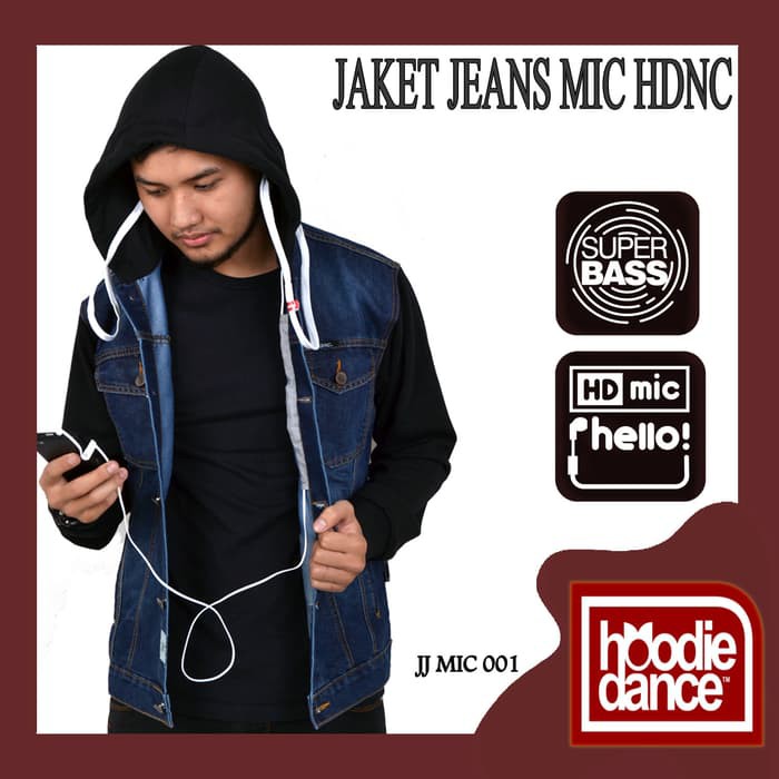 JAKET JEANS DENIM MICROPHONE SUPERBASS HEADSET HDNC BLUE DONGKER PROMO