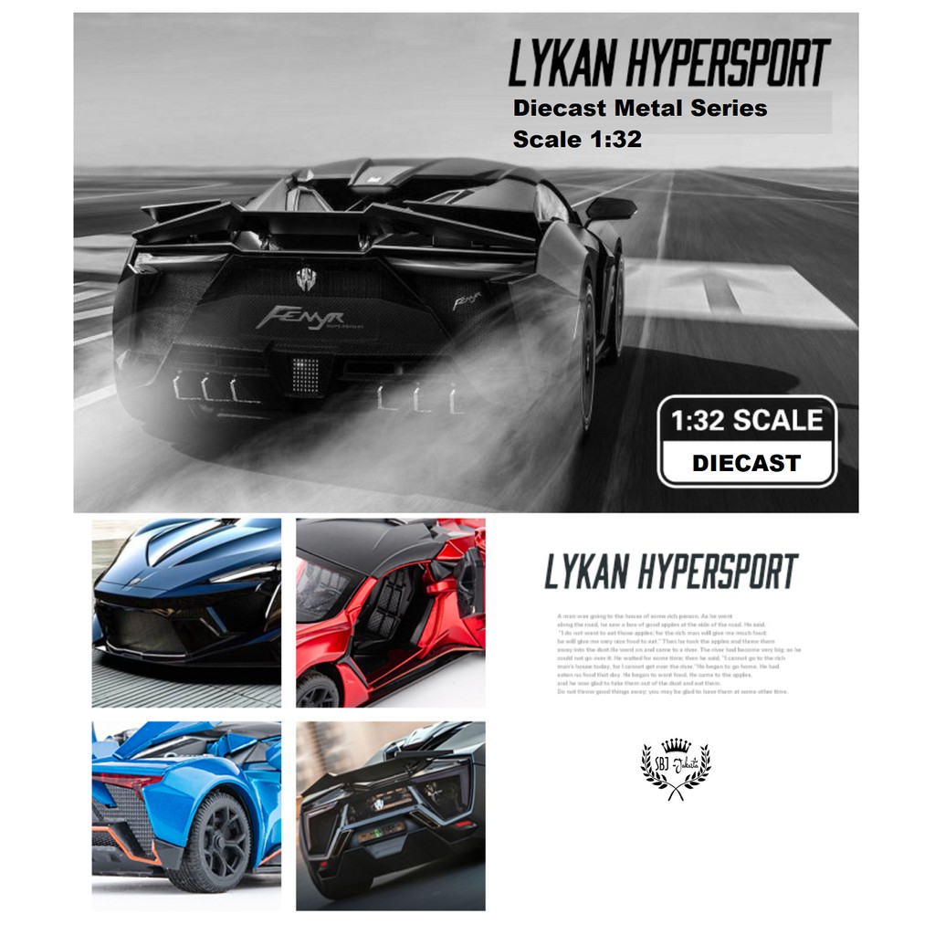 DIECAST MOBIL SUPERCAR LYKAN HYPERSPORT LYKAN FENYR 1:32 METAL SERIES