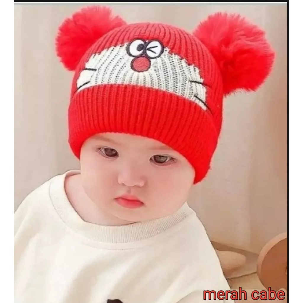 Pom-pom Beanie Hat (1-5 Tahun) | Katun Rajut