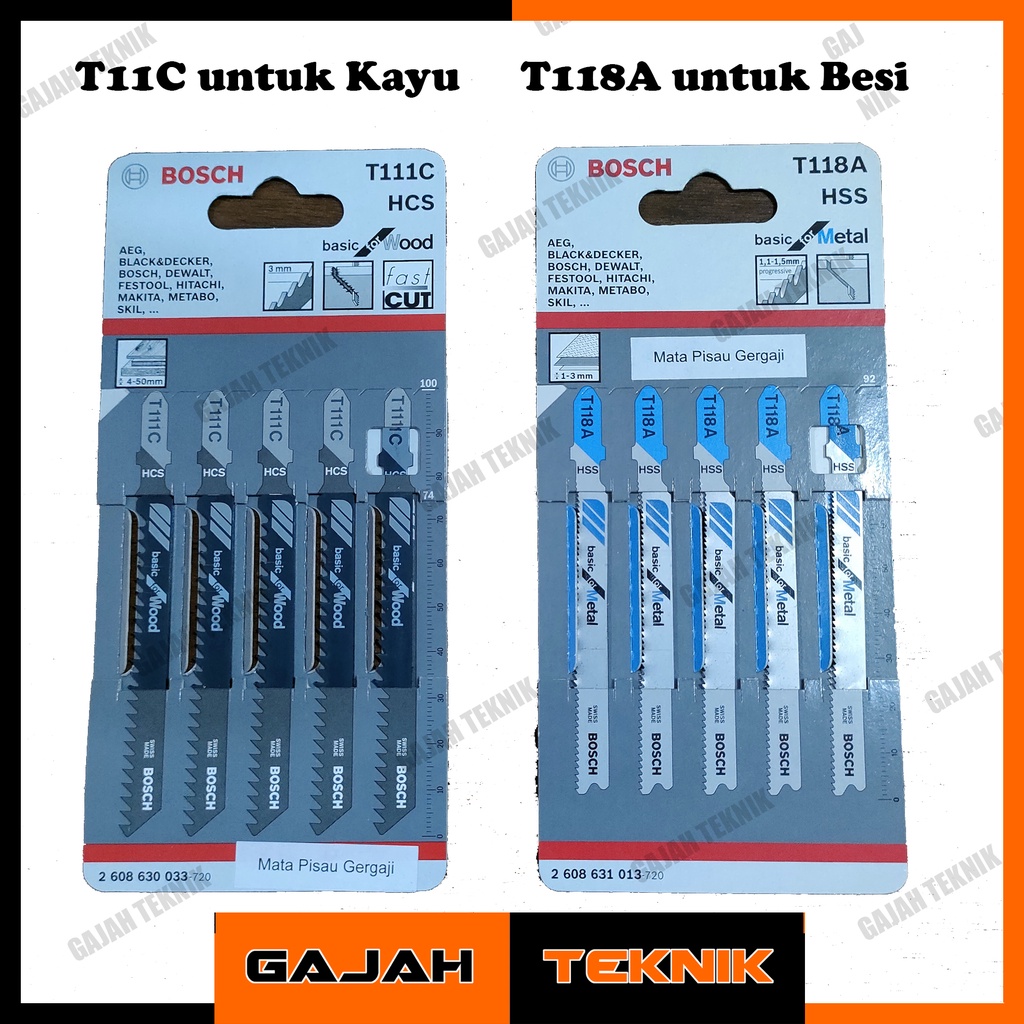 Jual Mata Jigsaw BOSCH Mata Potong Besi Kayu T 111 C dan T118A Harga