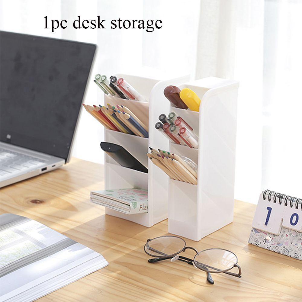 Solighter Tempat Meja Perlengkapan Kantor Transparan Matte Stationery Box Cosmetic Storage