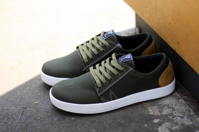 Sepatu Lokal Shoes Local Pride SIF Bradford Olive Low Cut Olive White