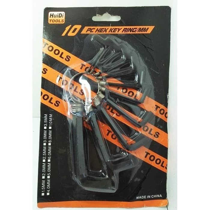 Kunci L Set 10 pcs / Hex Key Ring Set 10in1