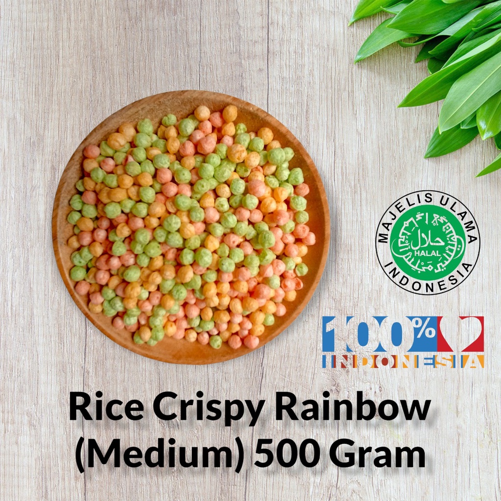 Rice Crispy Rainbow (Small/Medim)  Krispi Beras Warna (Kecil/Sedang) Premium