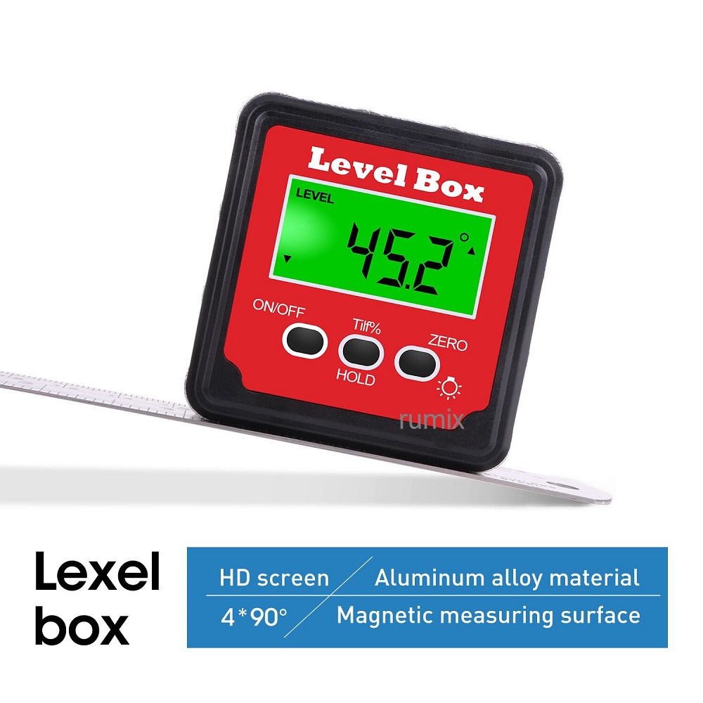 Inclinometer Digital Alat Ukur Sudut Kemiringan Slope Level Box Angle Derajat Protractor Finder Wit Magnet