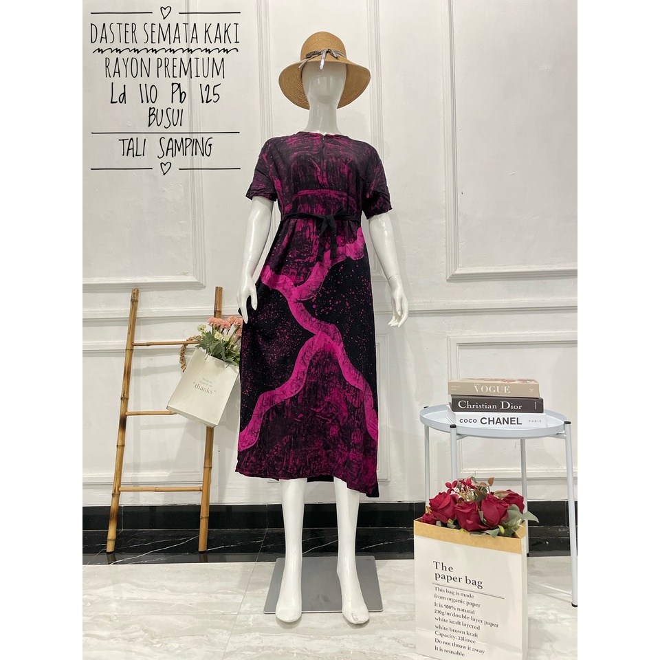 Hot Sale ! Daster Long Semata Kaki abstrak cap - Daster Twill Rayon - Daster Jumbo lengan pendek - Daster Batik Usman kekinian-9