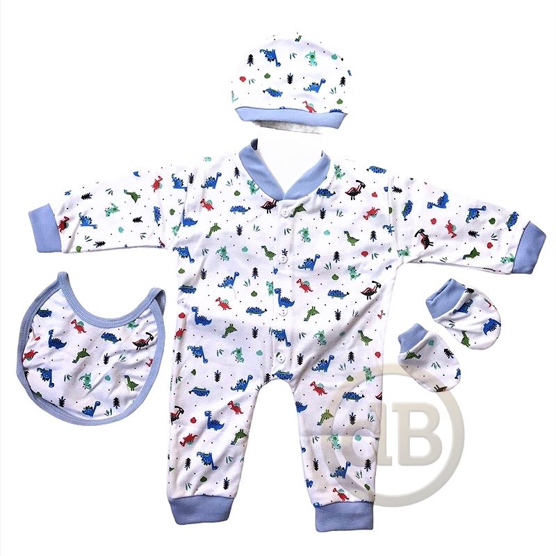 3 in 1 JUMPER Setelan Bayi Baru Lahir Lengkap Slabber dan Topi Kupluk Bahan Katun Lembut